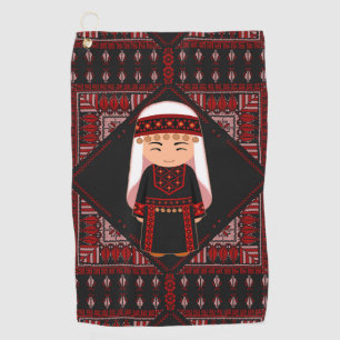 Serviette De Golf jolie fille palestinienne Broderie rouge tatreez