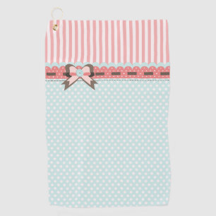 Serviette De Golf Jolie Ladys Coral et Blue Motif Golf Towne