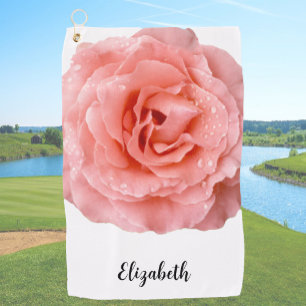Serviette De Golf Jolie rose rose fleur personnalisée nom femmes