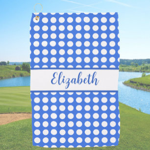 Serviette De Golf Jolis points bleus amusants nom personnalisé dames