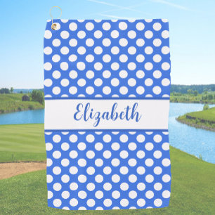 Serviette De Golf Jolis points bleus amusants nom personnalisé dames