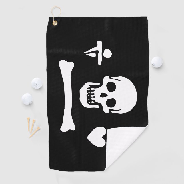 Serviette De Golf Jolly roger du drapeau de Stede Bonnet Pirate (En situation)