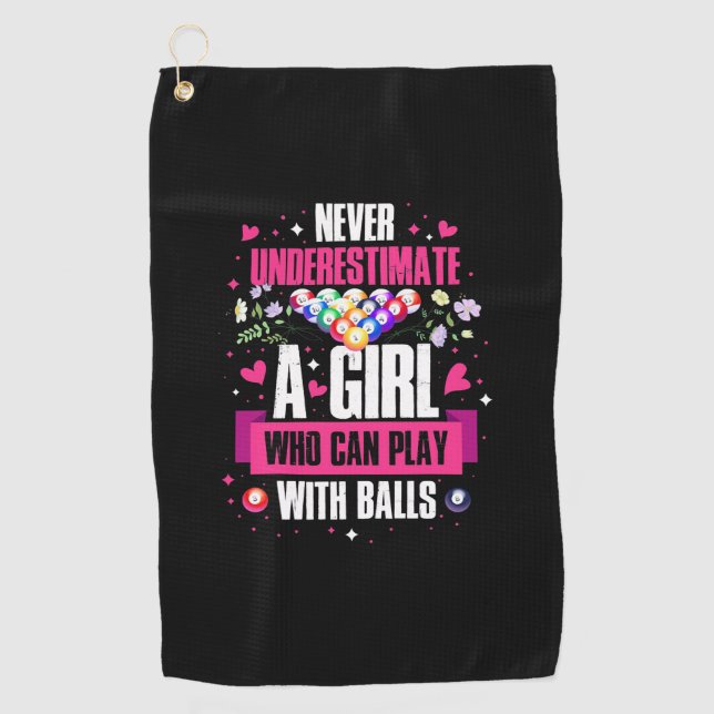 Serviette De Golf Joueuse de billard Cette fille peut jouer billard  (Devant)
