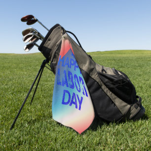 Serviette De Golf Joyeuse Fête Du Travail Rétro Bleu