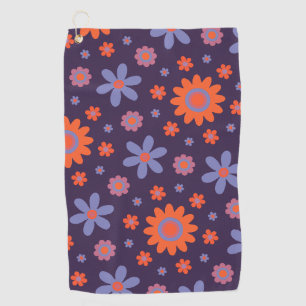 Serviette De Golf Joyeuses Fleurs Rétro mignonnes les années 70 Hipp