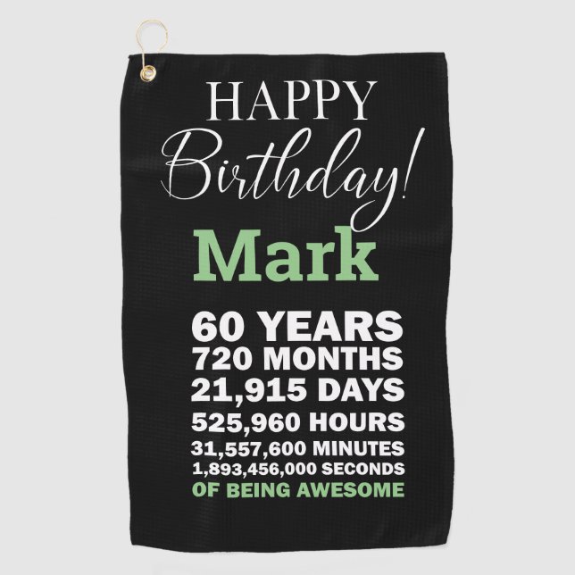 Serviette De Golf Joyeux 60e anniversaire Mark 60 ans d'être génial (Devant)