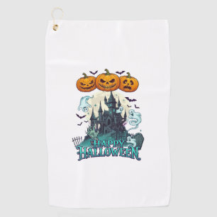Serviette De Golf Joyeux Halloween Château Hanté Citrouilles Fantôme
