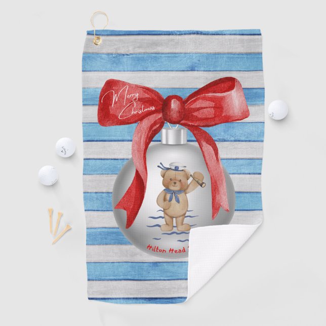 Serviette De Golf Joyeux Noël Hilton Head Island Ours Ornement (En situation)