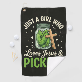 Serviette De Golf Juste une fille qui aime Jésus et les pickles