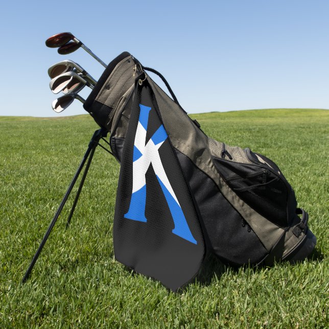 Serviette De Golf K Monogramme superposé sur le drapeau écossais gtc (Vert)