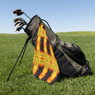 Serviette De Golf Kaleidoscope Abstrait Jaune Et Brown