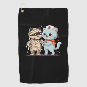 Serviette De Golf Kawaii Halloween Pals maman et infirmière chat sur
