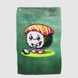 Serviette De Golf Kawaii Sushi jouant au golf