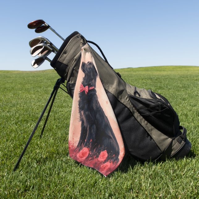 Serviette De Golf Kelpie australienne avec Roses - Saint Valentin (Vert)
