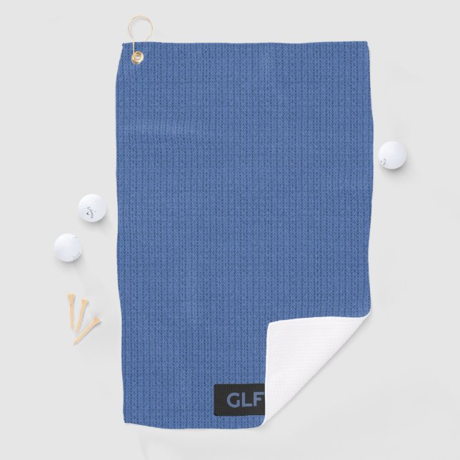 Serviette De Golf Knit en laine bleue - Initiales personnalisées / B (En situation)