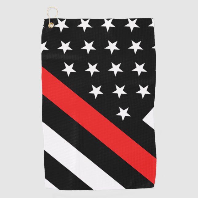 Serviette De Golf La ligne rouge mince drapeau (Devant)