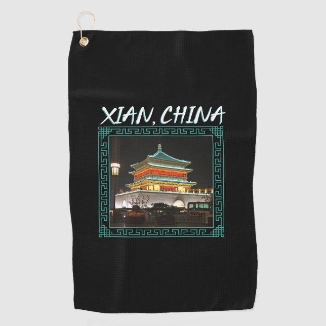 Serviette De Golf La tour Xian antique de la Chine (Devant)