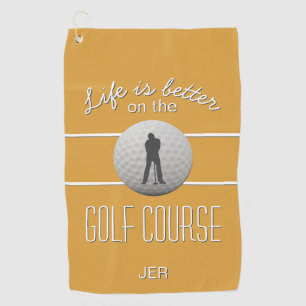 Serviette De Golf La vie est meilleure Citation de golf Initiales Ja