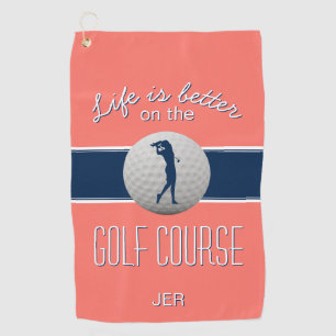 Serviette De Golf La vie est meilleure Citation Golf Monogramme Cora