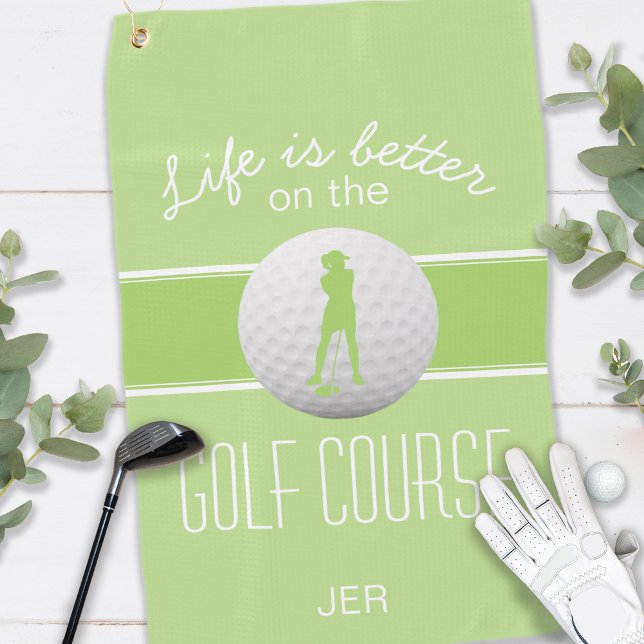 Serviette De Golf La vie est meilleure Femme Golfeuse Monogrammed Gr (Créateur téléchargé)