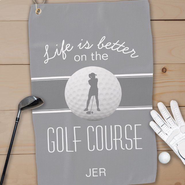 Serviette De Golf La vie est meilleure Femme Golfeuse Monogrammed Gr (Créateur téléchargé)