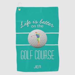 Serviette De Golf La vie est meilleure Golf Polygonal Initiales de G