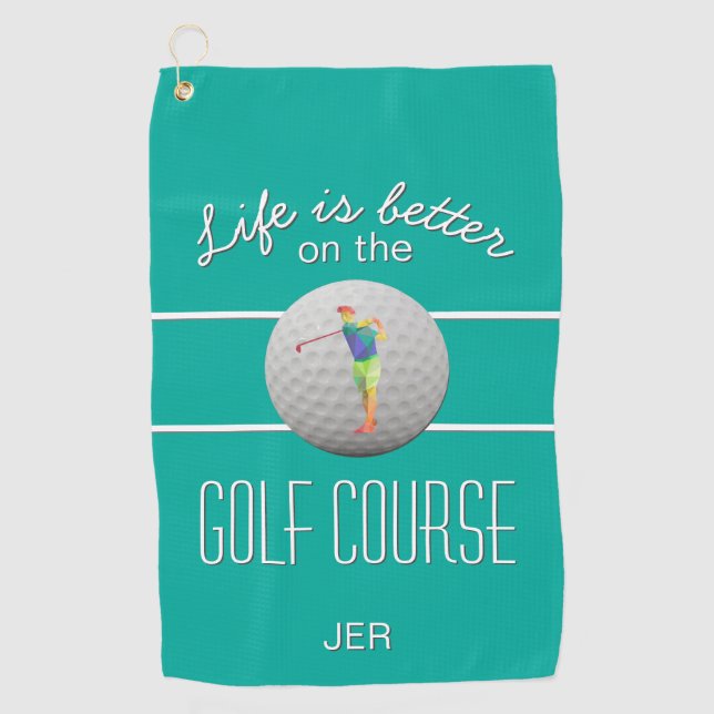 Serviette De Golf La vie est meilleure Golf Polygonal Initiales de G (Devant)