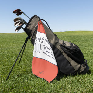 Serviette De Golf La vie est mieux Golf Citation Orange White Pro