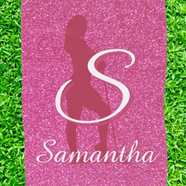 SERVIETTE DE GOLF LADIES PINK GLITTER (Elevate your golf game with our Ladies Pink Glitter Golf Towel! Perfect for the stylish golfer, this)