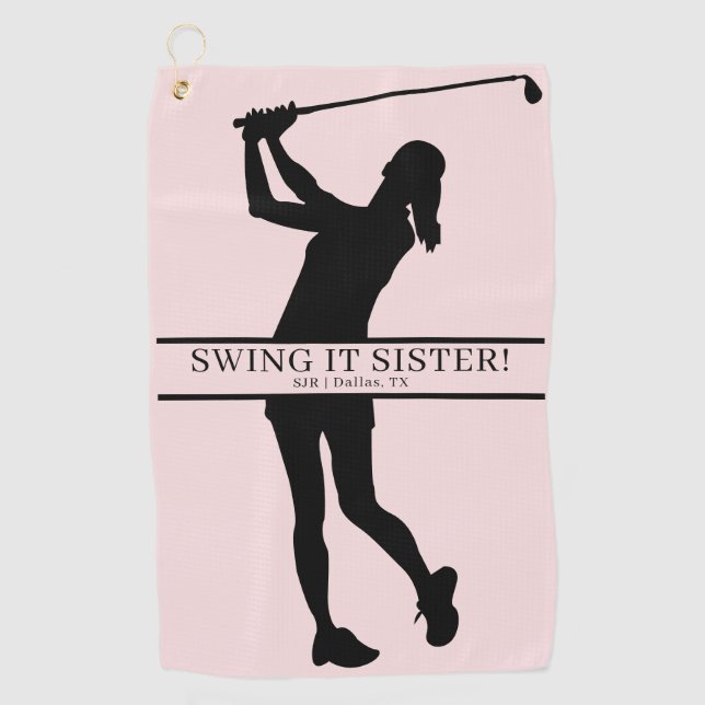 Serviette De Golf Lady Golfer Silhouette Personalized Monogram (Devant)