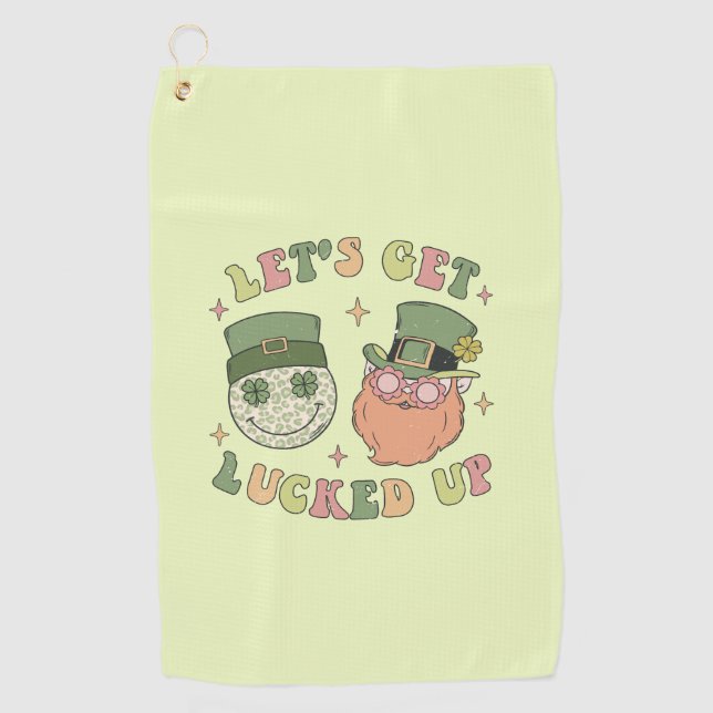 Serviette De Golf Laissons la chance - Drôle Leprechaun Clover (Devant)