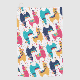 Serviette De Golf Lamas et alpacas colorés dessinés à la main