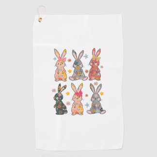Serviette De Golf Lapin Floral Fleur de Lapin de Pâques Rétro Vintag