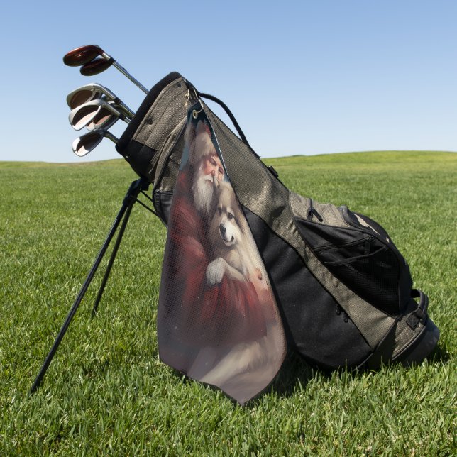 Serviette De Golf Lapphund finlandais Noël festif du Père Noël (Vert)