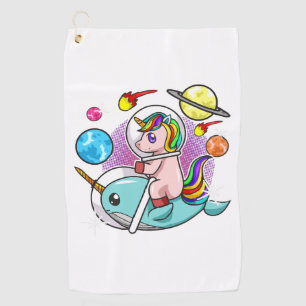 Serviette De Golf L'astronaute Unicorn chevauchant l'univers spatial
