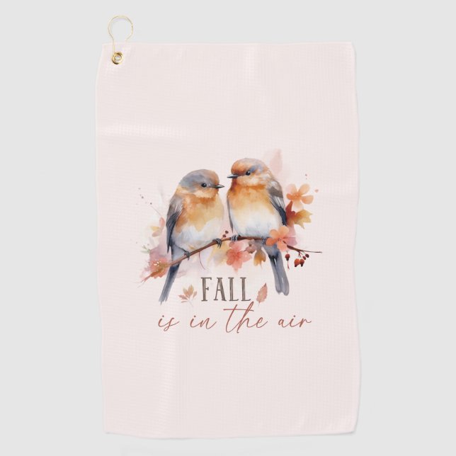 Serviette De Golf L'Automne Est Dans L'Air - Beaux Oiseaux Et Feuill (Devant)