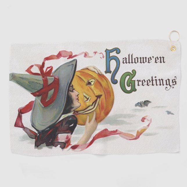 Serviette De Golf Le baiser de la sorcière : Jack-o'-lantern à Hallo (Horizontal)