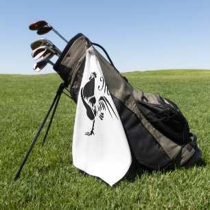 Serviette De Golf Le coq noir qui croise l'alarme du bon matin