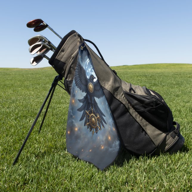 Serviette De Golf Le Corbeau Céleste.  (Vert)