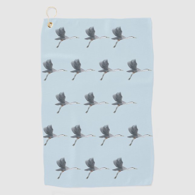 Serviette De Golf Le grand Motif de Héron bleu (Devant)
