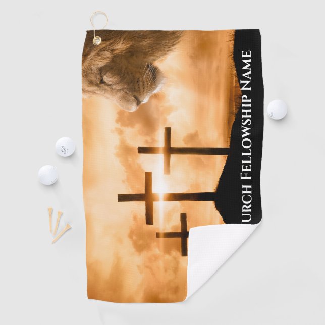 Serviette De Golf Le Lion de Juda Trois Croix Pasteur de l'Église (En situation)
