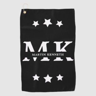 Serviette De Golf Le monogramme noir et blanc des hommes