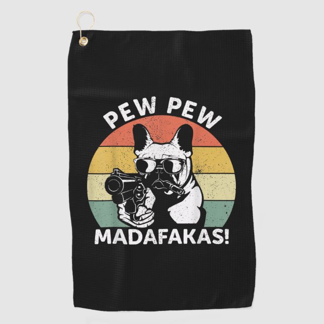 Serviette De Golf Le Pew Pew Madafakas, chien de taureau français, m (Devant)