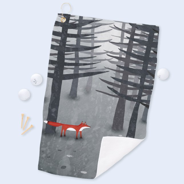 Serviette De Golf Le renard et la forêt (Fox in a forest art golf towel)