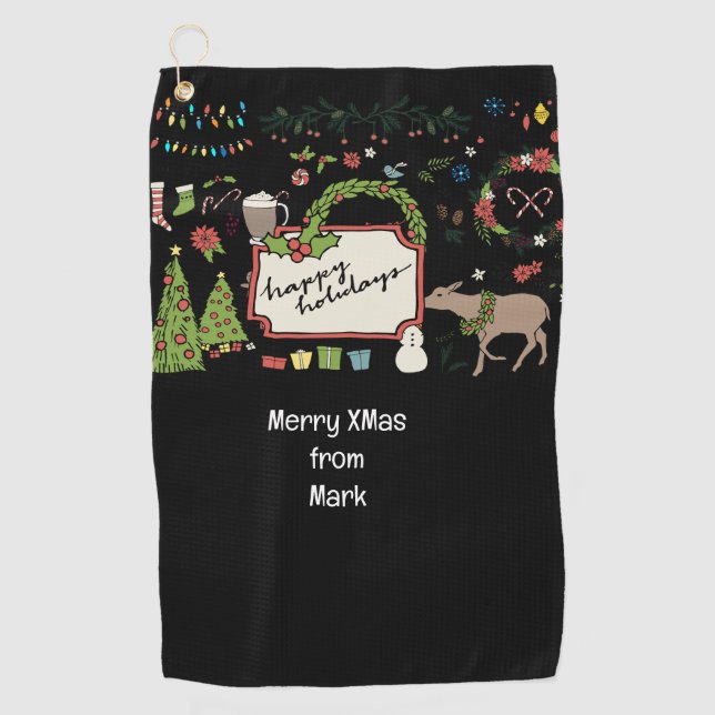 Serviette De Golf Le thème de Noël de golf cadeau pour golfeur (Devant)