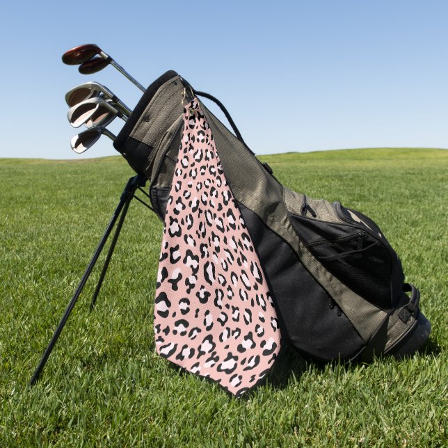 Serviette De Golf Léopard Print, Léopard Spots, Rose Léopard (Vert)