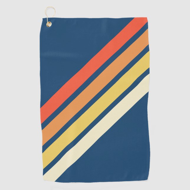 Serviette De Golf Les années 70 coloré 80s Retro Stripes (Devant)