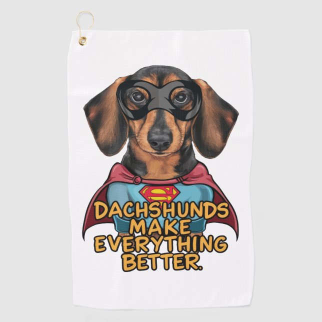 Serviette De Golf Les Dachshunds rendent tout meilleur (Devant)