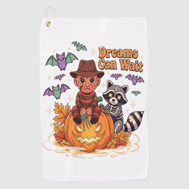 Serviette De Golf Les rêves d'halloween peuvent attendre le monstre  (Devant)