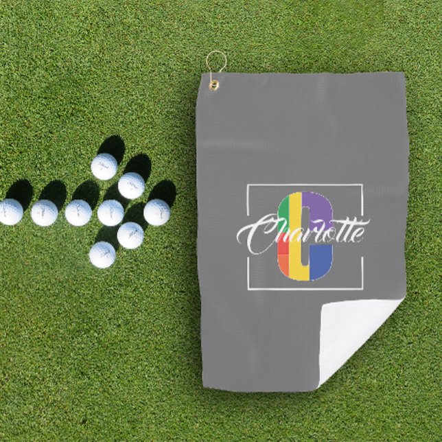 Serviette De Golf Lettre de couleur C gris C monogrammée (Créateur téléchargé)